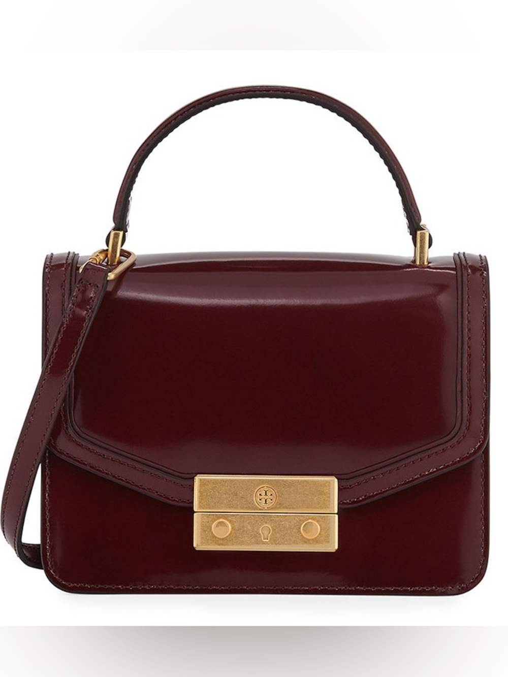 TORY BURCH Leather Juliette Top Handle Satchel Crossbody Handbag Red Old Money